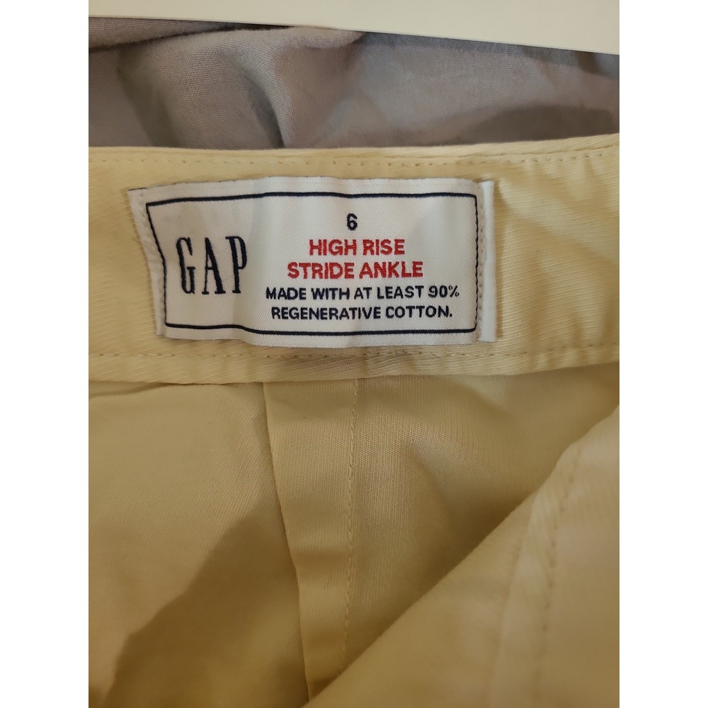 Gap High Waist Stride Ankle Pants Women SZ 6 Light Cream Beachy Coastal casual - Picture 7 of 10